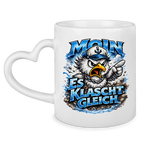 Keramik-Tasse mit Herzhenkel  Es klatscht gleich #564