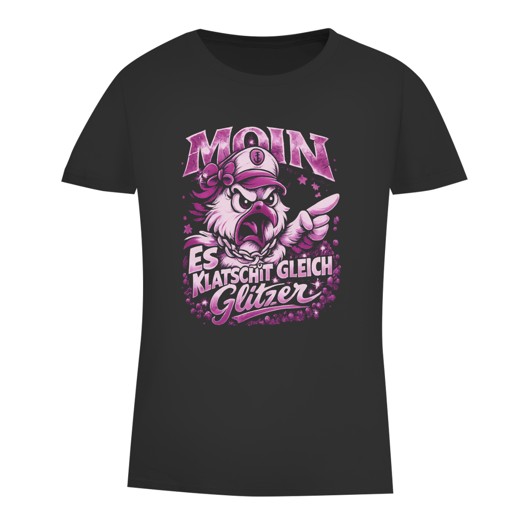 T-Shirt Damen Es klatscht gleich Glitzer #565