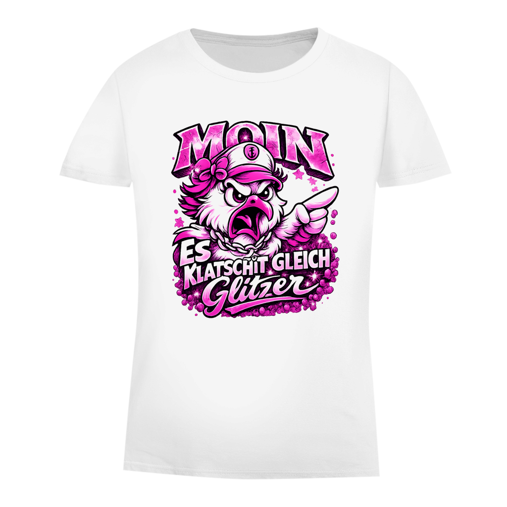T-Shirt Damen Es klatscht gleich Glitzer #565