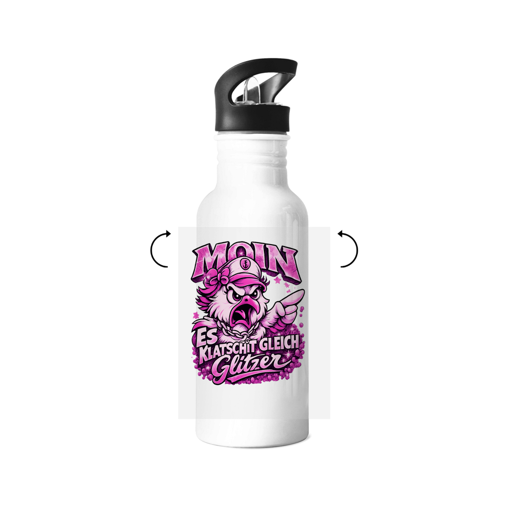 Edelstahl-Trinkflasche  Es klatscht gleich Glitzer #565