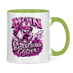 Keramik-Tasse zweifarbig  Es klatscht gleich Glitzer #565