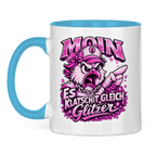 Keramik-Tasse zweifarbig  Es klatscht gleich Glitzer #565