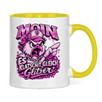 Keramik-Tasse zweifarbig  Es klatscht gleich Glitzer #565