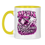 Keramik-Tasse zweifarbig  Es klatscht gleich Glitzer #565