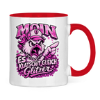 Keramik-Tasse zweifarbig  Es klatscht gleich Glitzer #565