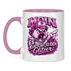 Keramik-Tasse zweifarbig  Es klatscht gleich Glitzer #565