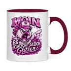 Keramik-Tasse zweifarbig  Es klatscht gleich Glitzer #565