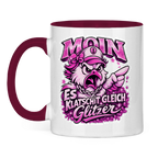Keramik-Tasse zweifarbig  Es klatscht gleich Glitzer #565