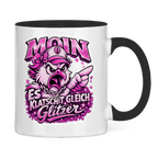Keramik-Tasse zweifarbig  Es klatscht gleich Glitzer #565