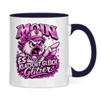 Keramik-Tasse zweifarbig  Es klatscht gleich Glitzer #565