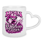 Keramik-Tasse mit Herzhenkel  Es klatscht gleich Glitzer #565