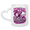 Keramik-Tasse mit Herzhenkel  Es klatscht gleich Glitzer #565