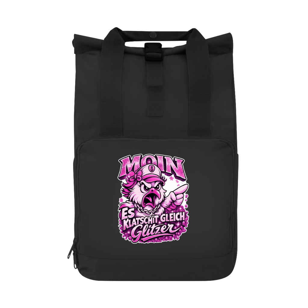 Rucksack mit Seitentasche  Es klatscht gleich Glitzer #565  Gr. L