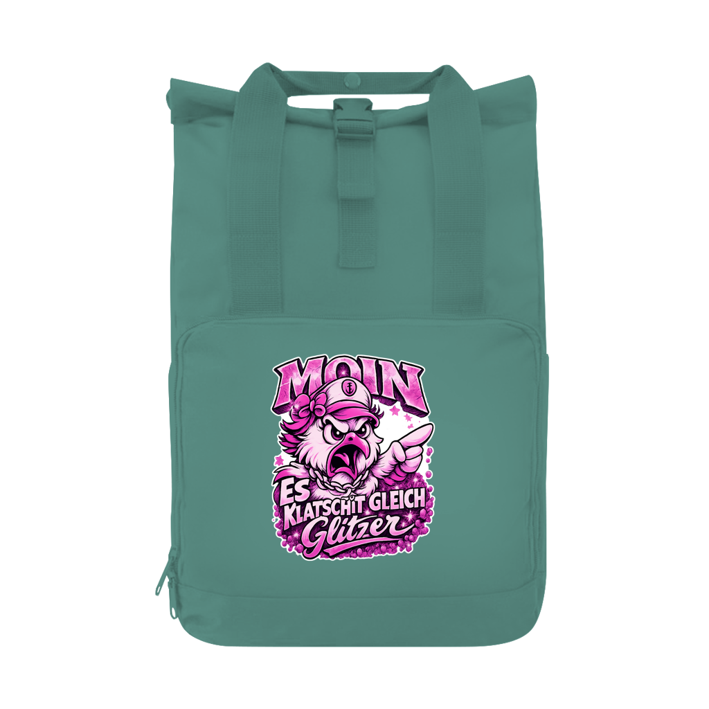 Rucksack mit Seitentasche  Es klatscht gleich Glitzer #565  Gr. L