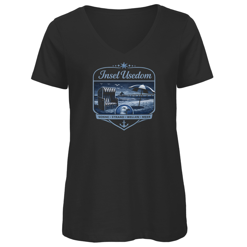 T-Shirt Damen V-Neck  Insel Usedom #611