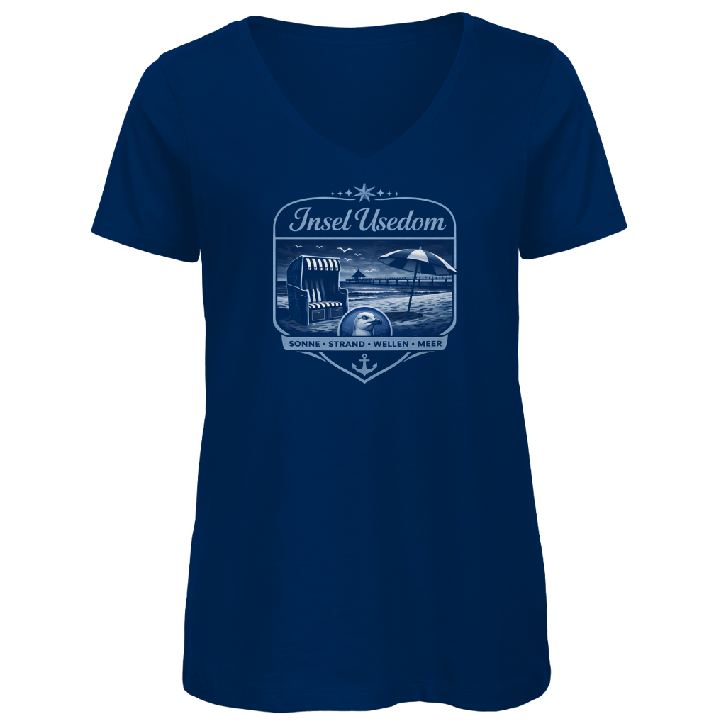 T-Shirt Damen V-Neck  Insel Usedom #611