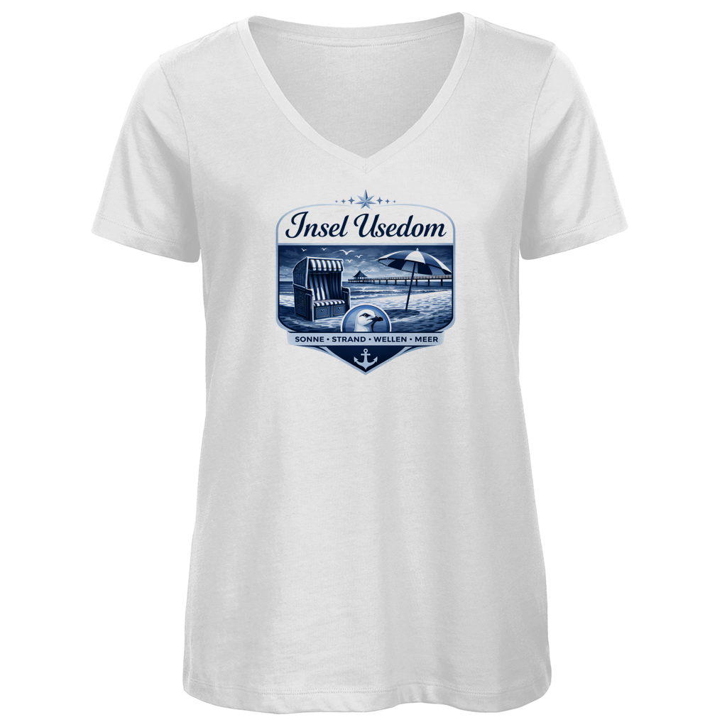 T-Shirt Damen V-Neck  Insel Usedom #611