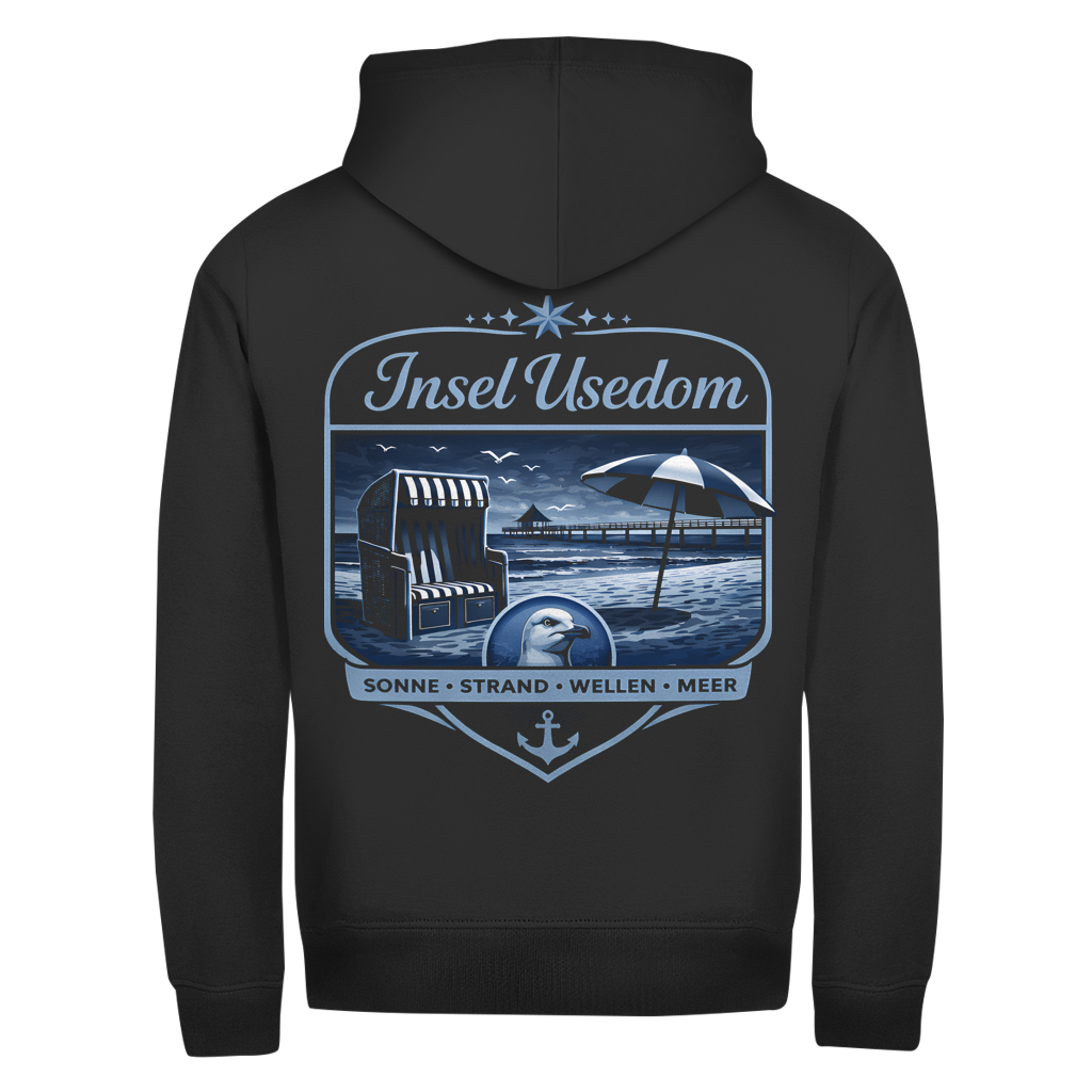 Hoodie-Jacke   Insel Usedom #611 -  beidseitiger Druck