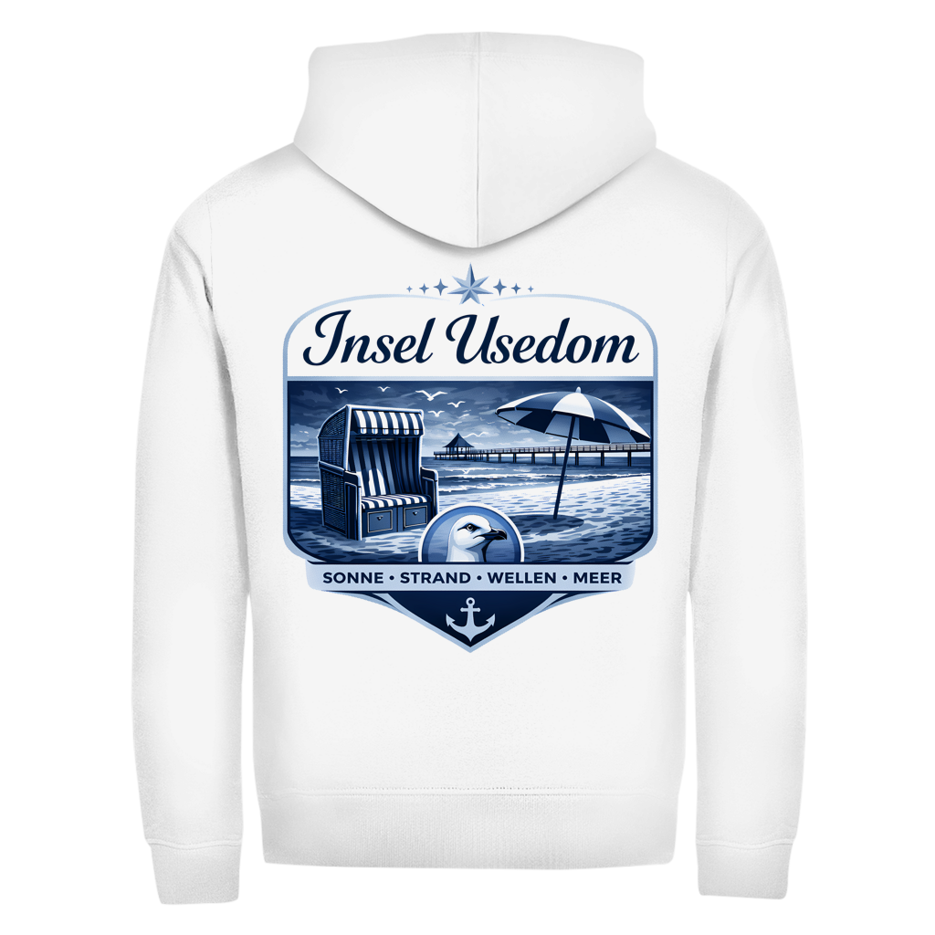 Hoodie-Jacke   Insel Usedom #611 -  beidseitiger Druck