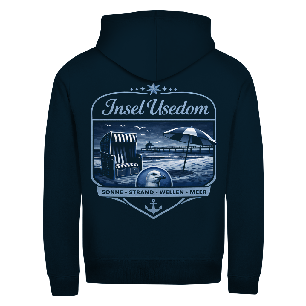 Hoodie-Jacke   Insel Usedom #611 -  beidseitiger Druck