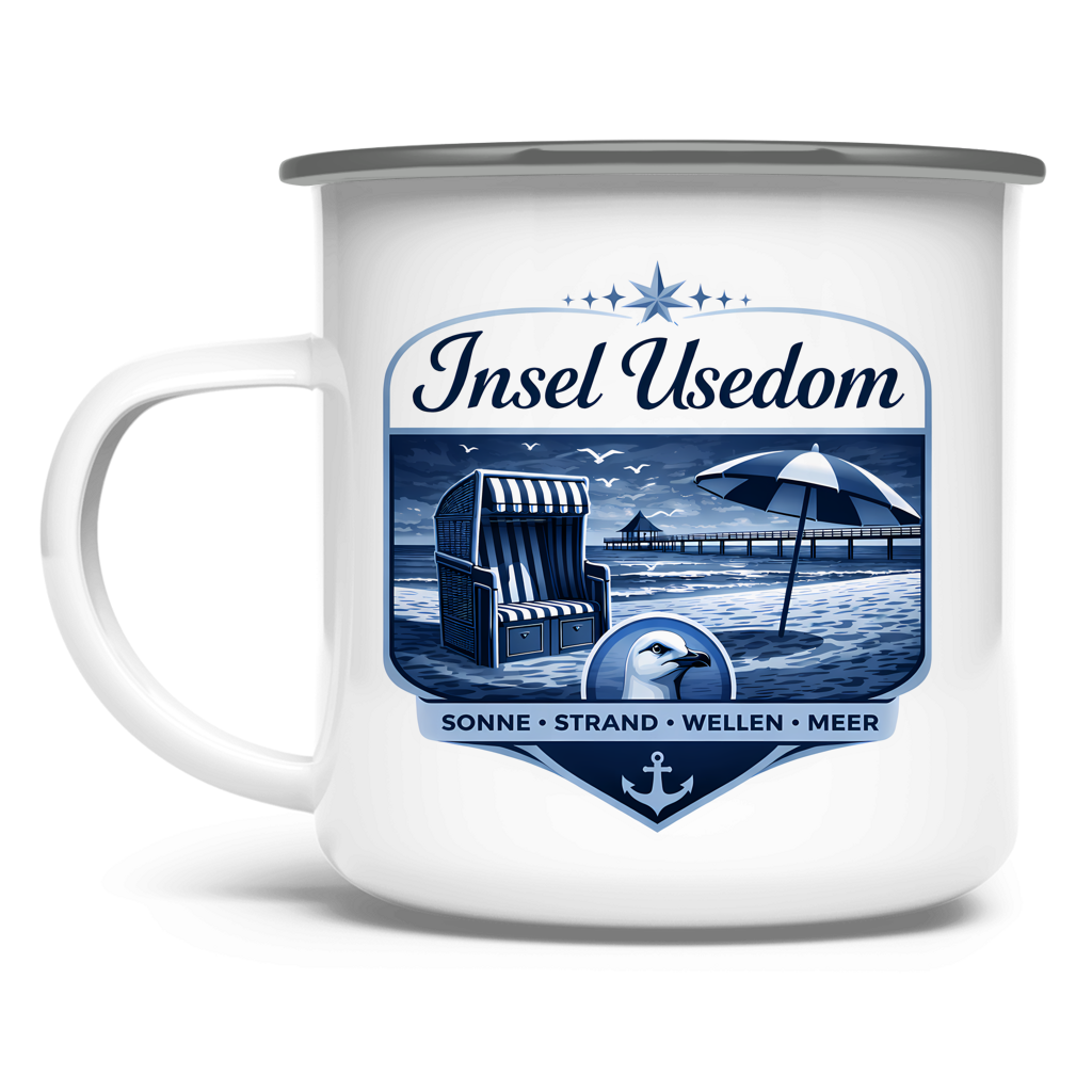 Emaille Tasse   Insel Usedom #611