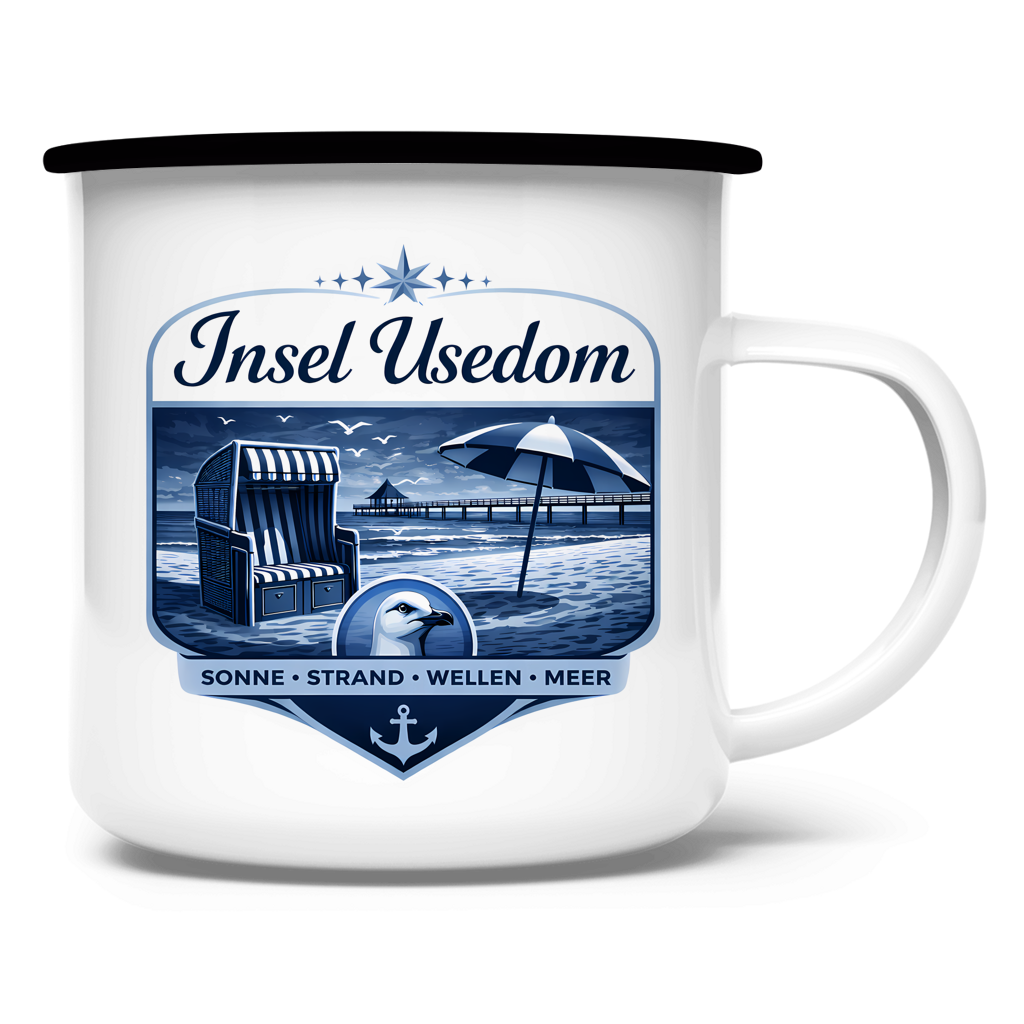 Emaille Tasse   Insel Usedom #611