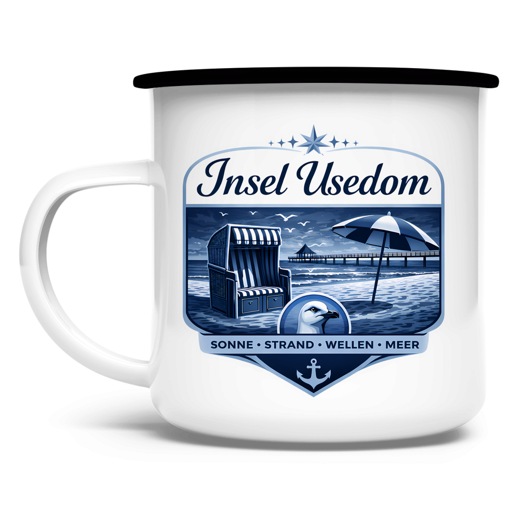 Emaille Tasse   Insel Usedom #611