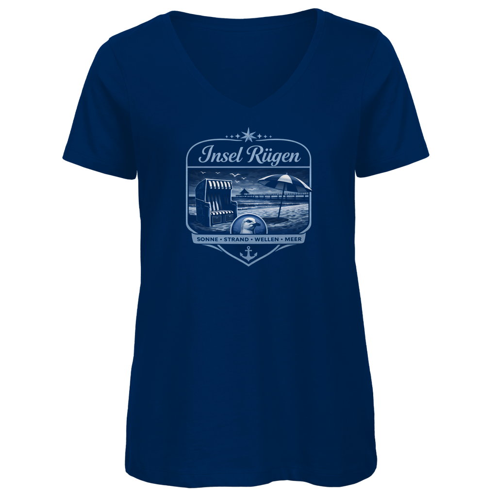 T-Shirt Damen V-Neck  Insel Rügen #612