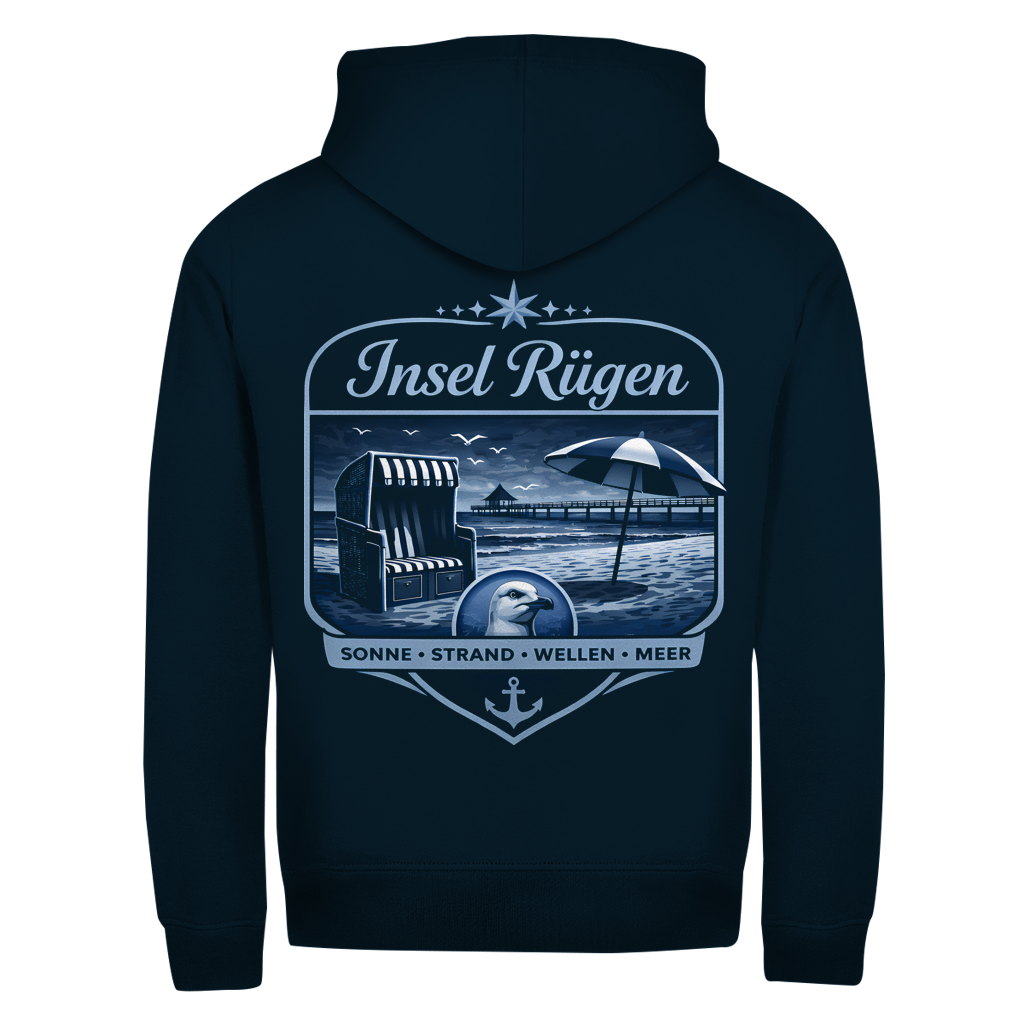Hoodie-Jacke   Insel Rügen #612  - beidseitiger Druck