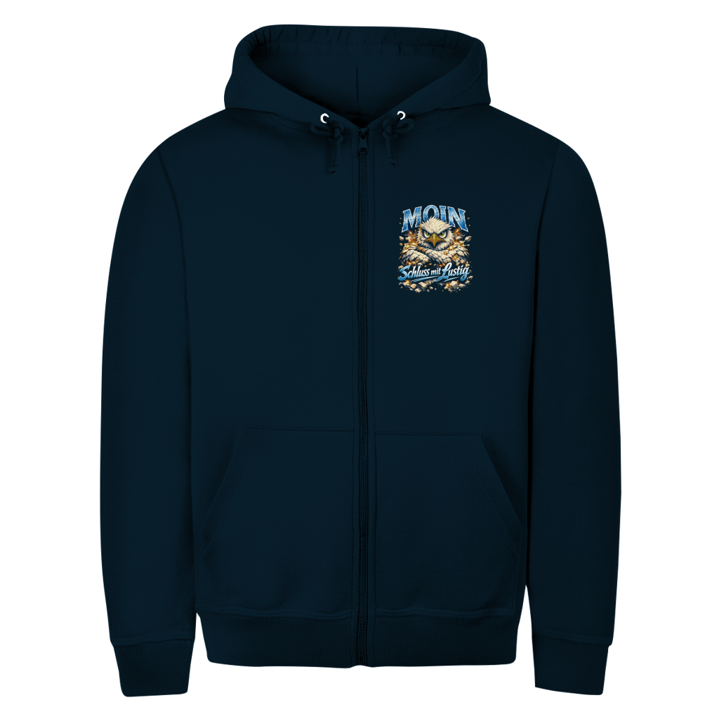 Hoodie-Jacke  MOIN Schluss mit lustig #567  - beidseitiger Druck