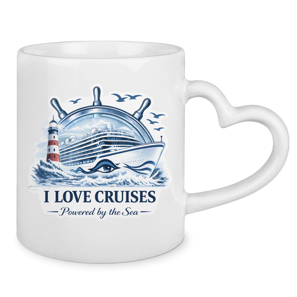 Keramik-Tasse mit Herzhenkel  Kreuzfahrt / Cruise #707