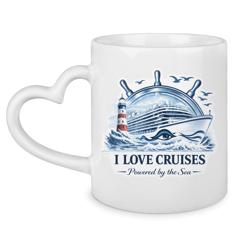 Keramik-Tasse mit Herzhenkel  Kreuzfahrt / Cruise #707